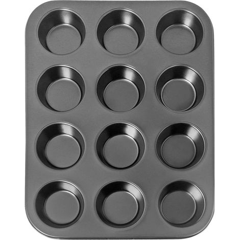 Moule à muffins en acier carbone, 12 cavités, grand format pour pâtisserie maison (1/5)