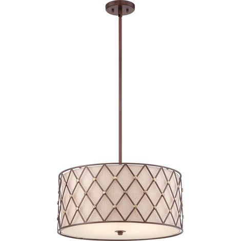 Elstead Brown Lattice - Pendente a soffitto grande a 4 luci reticolo marrone rame, attacco E27 (1/3)