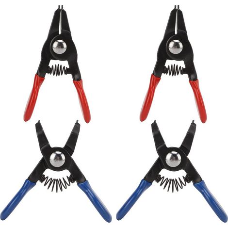 Jeu de 4 mini pinces à circlips universelles en métal à ressort, résistantes pour circlips internes et externes. (1/5)