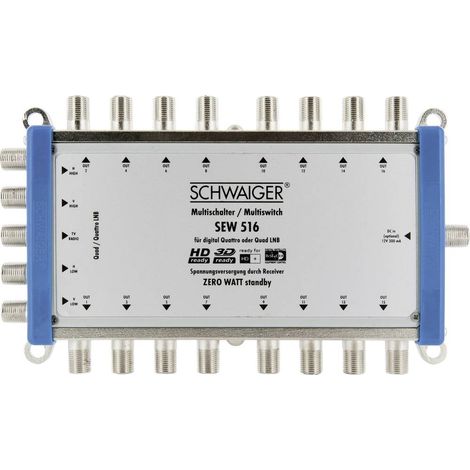 Schwaiger SEW516 531 SAT multiswitch Ingressi (Multiswitch): 5 (4 satellitare / 1 terrestre) Numero utenti: 16 Funzione (1/2)