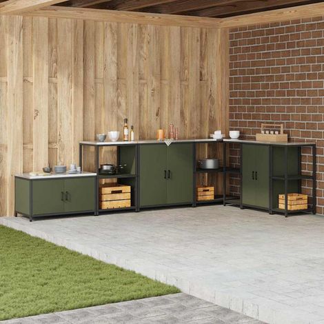Kitchen Storage Cabinet with Shelf with Door Olive green Steel vidaXL