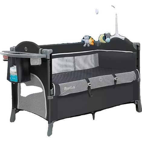 Babybett, multifunktionales Design, faltbar, Grau (1/2)