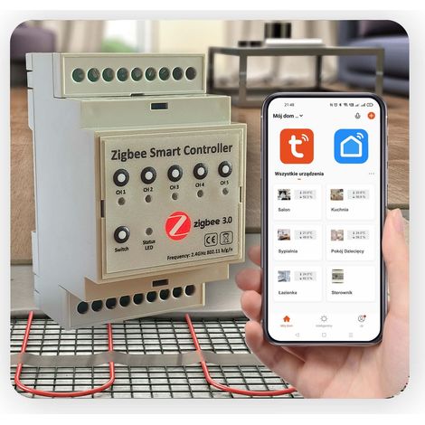 Centralina di controllo per riscaldamento a pavimento Zigbee - 5 zone (1/5)