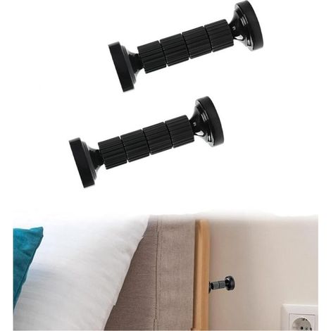 Stabilisateur de tête de lit télescopique antichoc – Lot de 2, réglable 112–128 mm, noir, pour lit/mur/canapé/armoire (1/5)