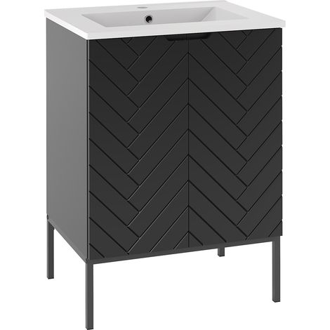 Mobile bagno con lavabo Daria nero 60cm (1/5)