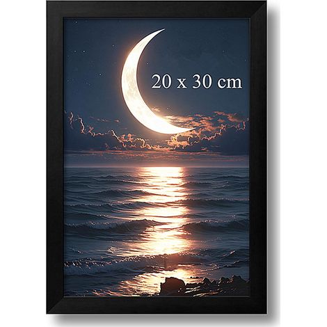 Cadre photo en bois massif, cadre photo en bois noir avec plexiglas, 20 x 30 cm / 8 x 12 pouces pour images, photos, peintures à l'huile et toiles, style Art Déco (lot de 1) (1/5)
