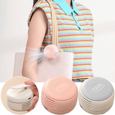 2 ventilateurs personnels clip USB, mini ventilateur sans pales pour voyage et bureau-Blanc et rose