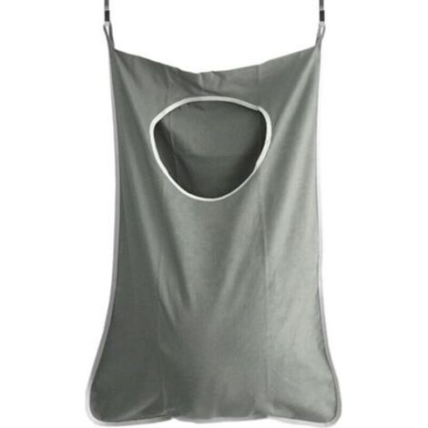 Sac à linge suspendu, espace, fermeture éclair inférieure pour un déchargement facile, avec panier réglable pour vêtements sales (1/3)