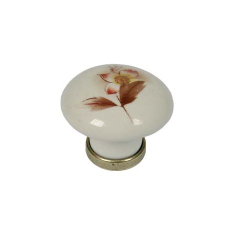 POMOLI TONDI IN PORCELLANA MOD.P04.01 AVORIO DECORO FIORE- - ø mm.31x26h. - 5 pezzi METALSTYLE