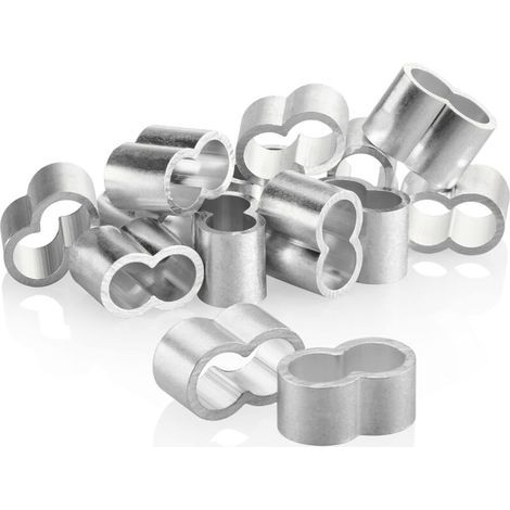 12 x 10 mm Kabelbinder - Aluminium-Kabelbinder - Crimp-Hülsen für Verlängerungskabel - Doppelhülsen für elastische Bänder - Kabelbinder für Planen (silberfarben - 10 mm) (1/5)