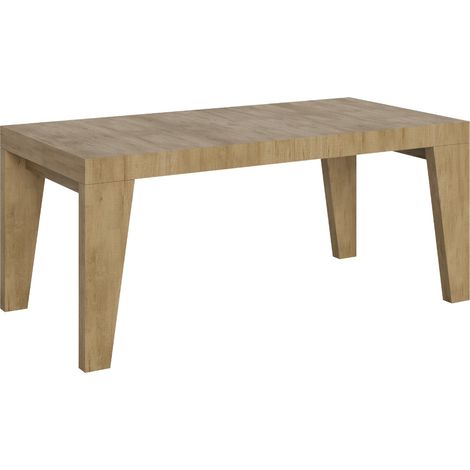 Table à manger extensible bois Naxo 4 pieds 2 rallonges épaisses 160 à 264 cm-Naturel-4 pieds-2 rallonges épaisses-160 à 264 cm (1/5)