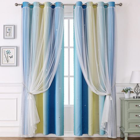 Rideaux Occultants - Double Couche Thermique avec Surcouche Transparente - Œillets Métalliques - Pour Chambre à Coucher et Salon - 130 x 100 cm - Lot de 2 (1/5)