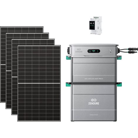 Zendure SolarFlow 800 Pro 2 - Stockage énergétique solaire domestique 800W, gestion intelligente, IP65, avec Compteur intelligent 3CT, AB2000L, avec 500Wx4 Panneau Bifacial