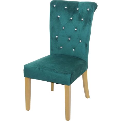 Silla de comedor HHG-558, silla de cocina, remaches de terciopelo, verde oscuro, patas doradas