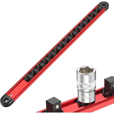 Organiseur de douilles magnétique Support de douilles robuste Rail de douilles en alliage d'aluminium Ensemble de porte-outils magnétique Organiseur d'outils de qualité professionnelle (1/5)