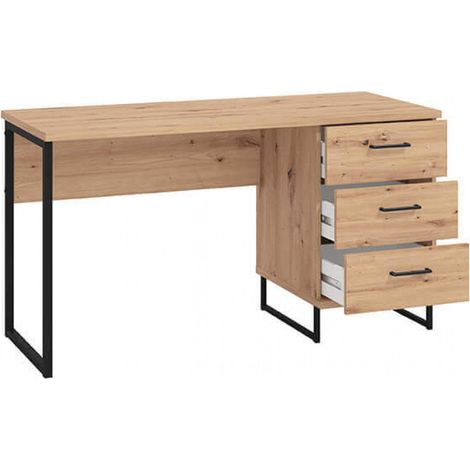 Scrivania porta PC 140x60 cm in legno e metallo con 3 cassetti Iron Desk