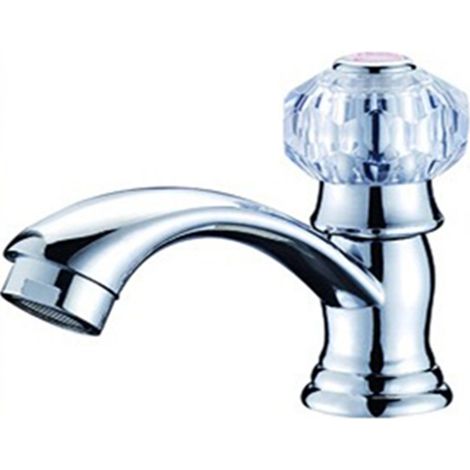 Robinet de lavabo simple Oulus 94 Vase Crystal Wheel, vasque en céramique avec robinet à ouverture centrale en cuivre
