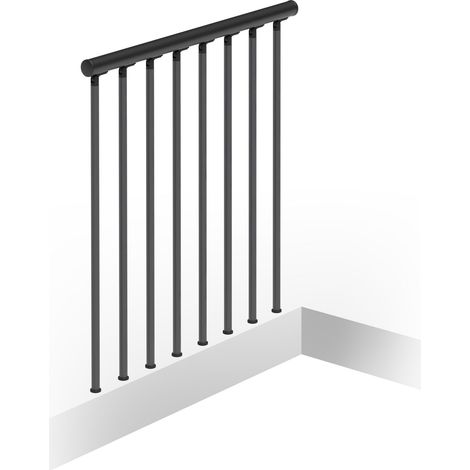 Misterstep – Balustrade tube 100 cm – Main courante en plastique noir – Colonne verticale en métal gris anthracite – Sécurisation espaces intérieurs et extérieurs (1/4)