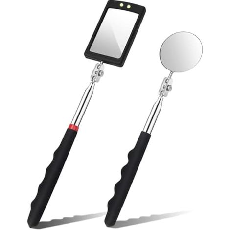 Miroir d'inspection télescopique lumineux (lot de 2), flexible et rétractable, avec éclairage LED et outils de capture de lumière. (1/4)