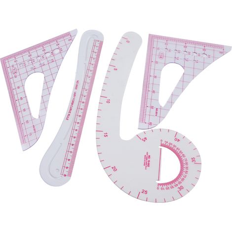 Gebogenes Kunststofflineal (4er-Set) zum Nähen, Gradieren und Kontrollieren, multifunktionales Werkzeug für Bekleidungsdesign (1/5)