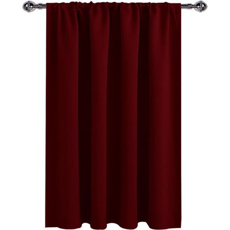 2 Rideaux occultants thermiques, tissu lin mat bordeaux, poche à tringle, isolation énergie, salon chambre (1/5)