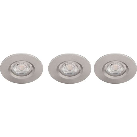 Philips - Dispositivo LED da incasso, diametro 9 cm, 2700 K, 5 W, 3 pezzi, nichel 929002374122 (1/3)
