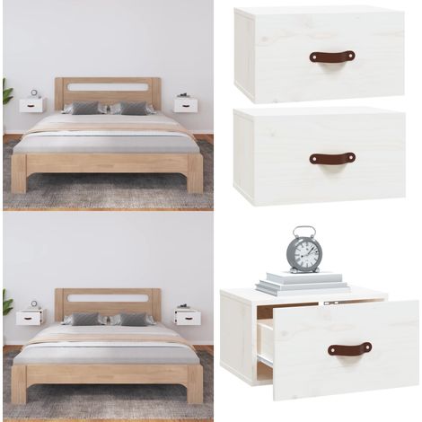 Wand-Nachttische 2 Stk. Weiß 40x29,5x22 cm - Wand-Nachttisch - Kiefernholz Möbel - Weißes Schlafzimmer - Wohnzimmer Deko - Regal - Home & Living (1/5)