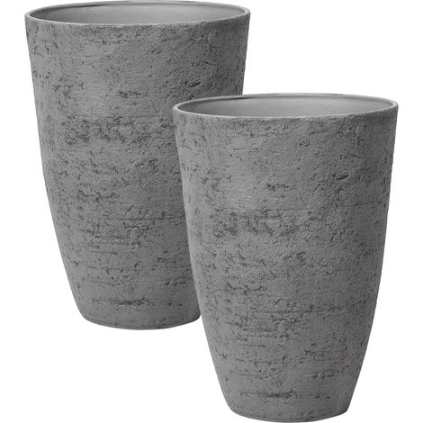 Set of 2 Plant Pots CAMIA 51 cm Grey