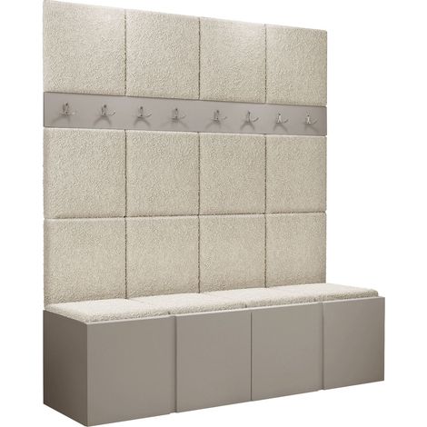 Conjunto para recibidor Pinis V, Abriamo 3, 186x168x46cm, Aglomerado laminado, Tapiz, Colocada, Montada en la pared
