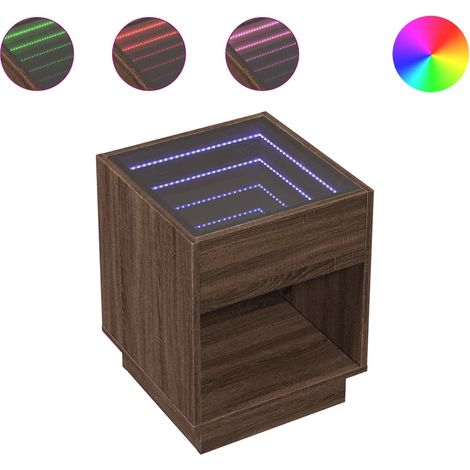 Maison Exclusive - Mesa de centro con Infinity LED marrón roble 4