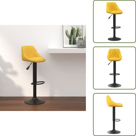 Velours - vidaXL Tabouret de bar Jaune moutarde Velours - Acier (1/5)
