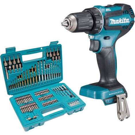 Taladro atornillador a batería Makita DDF 485 Z 18 V 50 Nm sin escobillas + juego de 102 brocas - sin batería, sin cargador (1/4)
