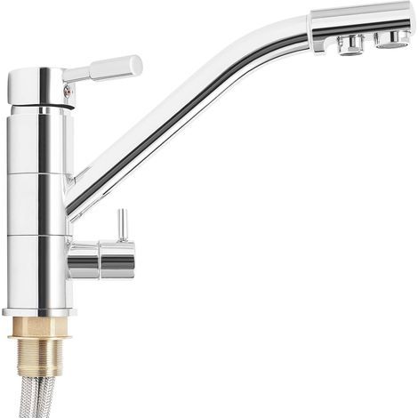 Dreiwege-Küchenarmatur, 3-in-1-Wasserfilterarmatur, drehbare Badewannenarmatur aus verchromtem Edelstahl für Bad, Küche, Restaurant, Umkehrosmoseanlage (1/5)