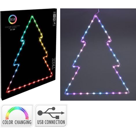Árbol de navidad rgb 41 leds, multifunción, interior, 48 x 60 cm (1/2)