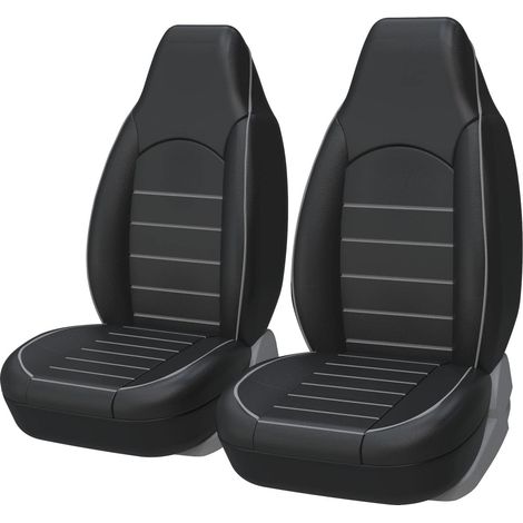 Housses de Siège de Voiture Avant Universelles Simili-Cuir pour 2 sièges Noir Gris, Tuning Voiture Interieur
