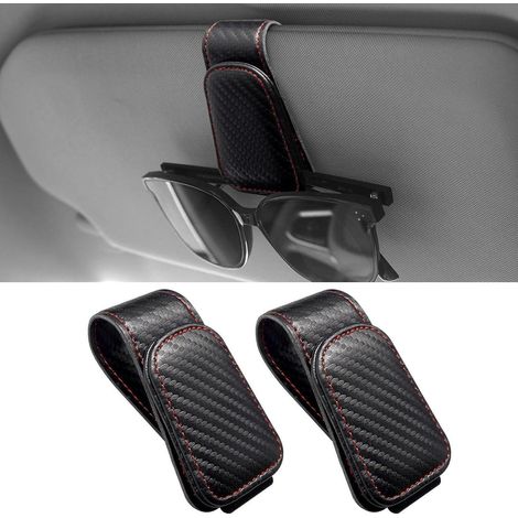2er-Pack Auto Brillenhalterung Leder mit Magnet, Sonnenblenden-Clip (1/5)