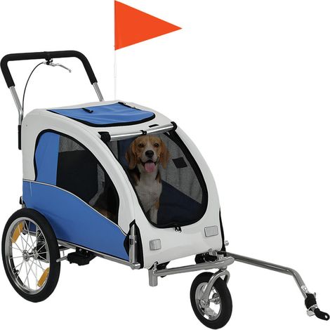 Balades et trajets transportez tout confort remorque vélo pour chien 2 en 1 et poussette pliable pneus amortisseurs jusqu'à 20kg (1/5)