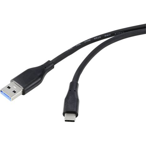 Renkforce Câble USB USB 3.2 Gen1 (USB 3.0) USB-A mâle, USB-C® mâle 2.00 m noir gaine en PVC, très flexible RF-4995176 W043662 (1/4)