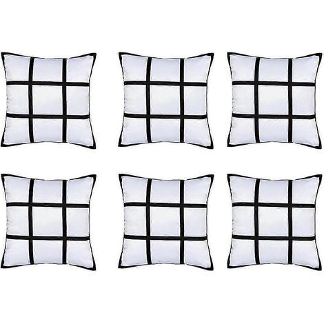 Lot de 6 taies d'oreiller vierges à sublimation, en polyester, personnalisables avec impression par transfert thermique (9 photos). (1/5)