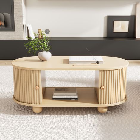Tavolo ovale contenitore in MDF colore legno OKMYHOME (1/5)