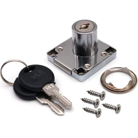 Set di 4 serrature per armadi e cassetti con 2 chiavi, cilindro in lega di zinco, lunghezza 22mm, ideale per mobili, cassetto, porta, cassetta della posta (1/3)