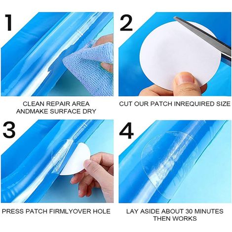 30 Autocollants de Réparation pour Piscine Hors-sol, Patch en Vinyle pour Bouée et Bateau Gonflable, Kit de 30 Pièces (1/4)