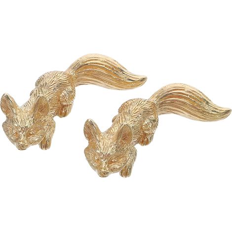 Lot de 2 Poignées de Tiroir en Laiton de Renard, Boutons de Meuble Vintage Originaux, Finition Couleur Naturelle, Adaptés Cuisine, Salle de Bain, Commode et Placard, Décoration (1/5)