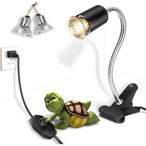 Lampe chauffante pour reptiles, lampe chauffante avec pince, lampe chauffante réglable pour habitat, lampe UVA/UVB Clip rotatif à 360° et interrupteur à intensité variable pour aquarium (ampoule inclu (1/5)