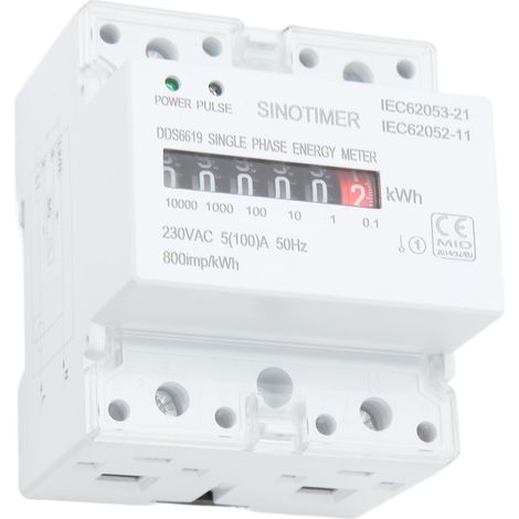 Compteur Énergie Électrique Monophasé 230VAC, Wattmètre Intelligent Maison, Rail DIN, Indicateur LED Bicolore, Mesure Puissance et Consommation (1/5)
