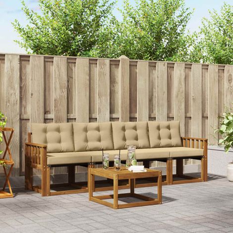 Outdoor-Sofagarnitur mit Kissen 5 pcs Natur und Beige