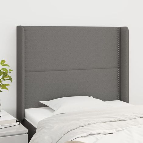 Kopfteil mit Ohren Dunkelgrau 103x16x118/128 cm Stoff (1/5)