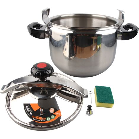 Cocotte minute en acier inoxydable anti-explosion à double fond 22L 34cm pour cuisinières à gaz et induction, style brillant (1/5)