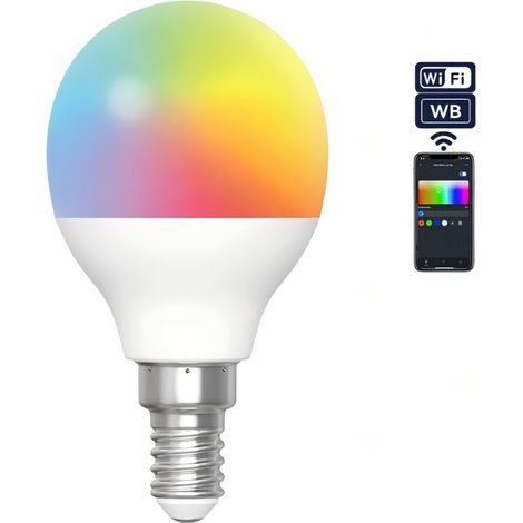 Ampoule connectée WB G45 E14 6,5 W RGB+CCT, 555 lm, contrôle Wi-Fi