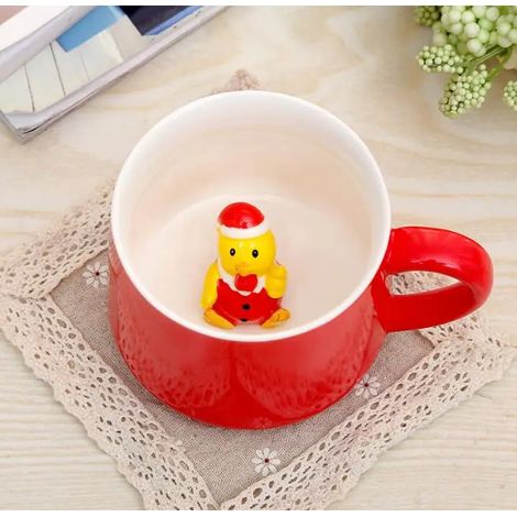 Tasse De Noël - Tasse En Céramique Avec Motif 3D De Bonhomme De Neige Et Père Noël - Pour Café Petit-Déjeuner Chocolat Chaud - 1 Pièce
